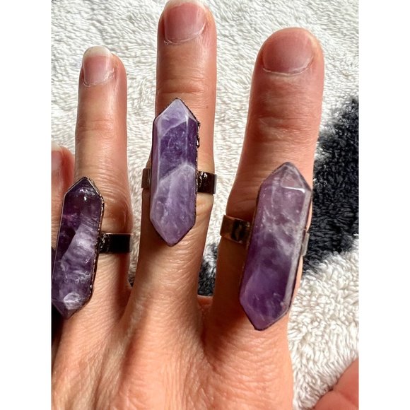 Crown Chakra Amethyst Tower Ring 5 6 7 8 9 - Picture 3 of 5